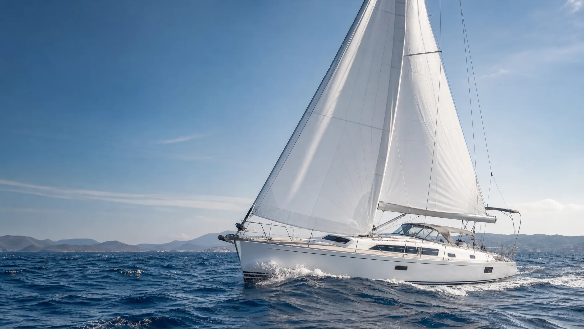 A cruising yacht under sail in open water